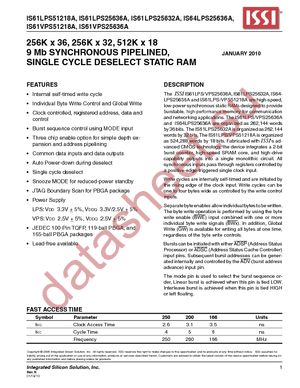 IS61LPS25636A-200B3I-TR datasheet  